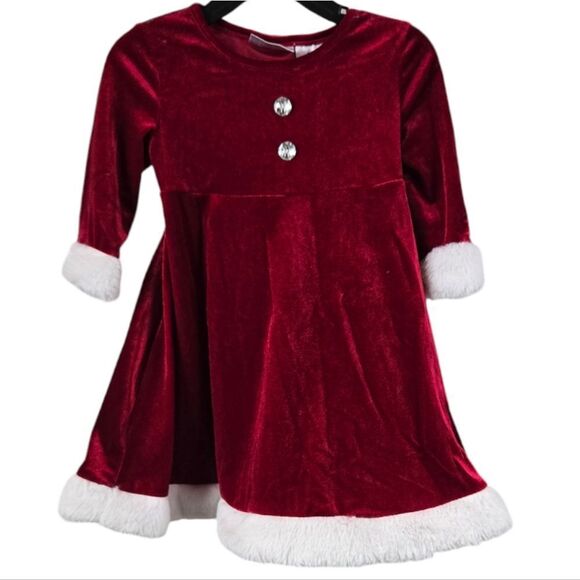 Baby Girl Red Santa Dress & Capelet 18M Faux Fur Velour Christmas Holiday Cape - Picture 4 of 12